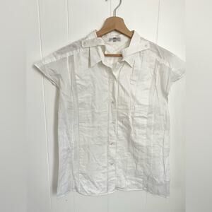 Adam Lippes white cotton button down summer blouse work office